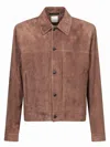 Paul Smith Long-sleeved Leather Jacket In Brown
