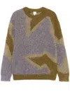 Paul Smith Multicolor Photogram Leaves Mohair-blend Sweater In Green