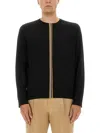 Paul Smith Merino Wool Jersey With Striped Detailing In Black