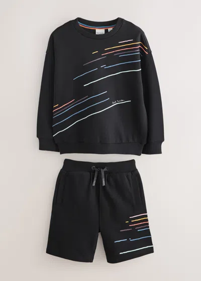 Paul Smith Junior 3-12 Years Black Sweatshirt And Shorts Set