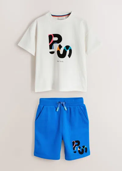 Paul Smith Junior 3-12 Years Ps Logo T-shirts And Shorts Set White