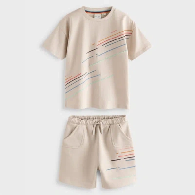 Paul Smith Junior 3-12 Years Stone Stripe Top And Shorts Set White