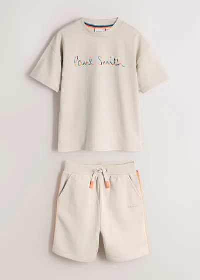 Paul Smith Junior 3-12 Years Stone T-shirt And Shorts Set Grey
