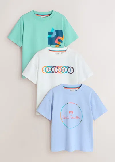Paul Smith Junior 3-13 Years Mixed Colour Print T-shirts 3 Pack Green