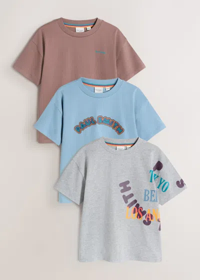 Paul Smith Junior 3-13 Years Mixed Print T-shirts 3 Pack Grey