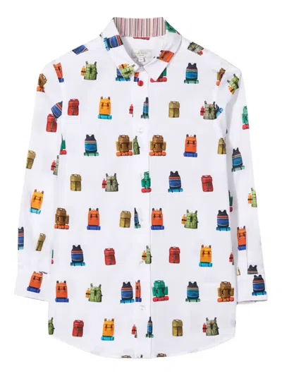 Paul Smith Junior Kids' Backpack Print Shirt In Multi