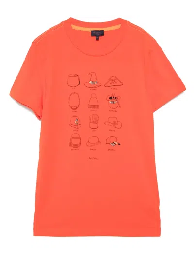 Paul Smith Junior Kids' Graphic-print T-shirt In Orange