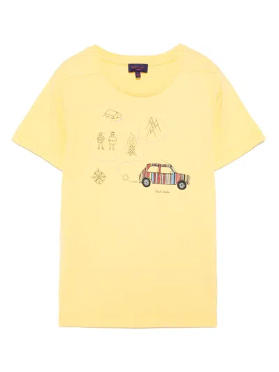 Paul Smith Junior Kids' Graphic-print T-shirt In Yellow