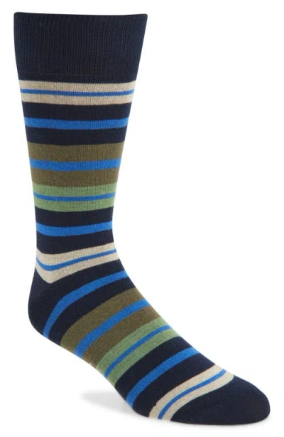 Paul Smith Kean Stripe Cotton Blend Socks In Blue