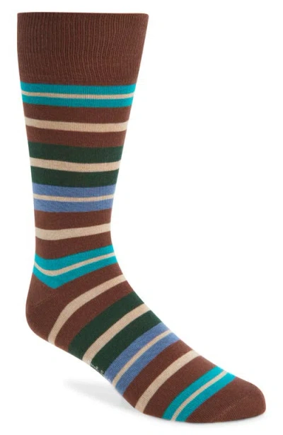 Paul Smith Kean Stripe Cotton Blend Socks In Brown