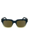 Paul Smith Kenley 52mm Rectangular Sunglasses In Petrol/sand