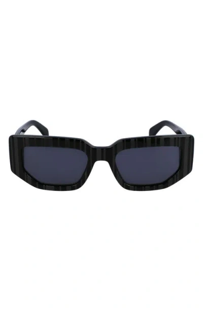 Paul Smith Kennet 54mm Rectangular Sunglasses In Allover Stripes Black