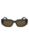 Paul Smith Kennet 54mm Rectangular Sunglasses In Dark Olive