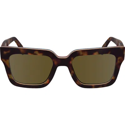 Paul Smith Kenton 52mm Rectangular Sunglasses In Havana Multi-stripe
