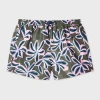 Paul Smith Khaki 'abstract Palm' Print Swim Shorts Green In Multi