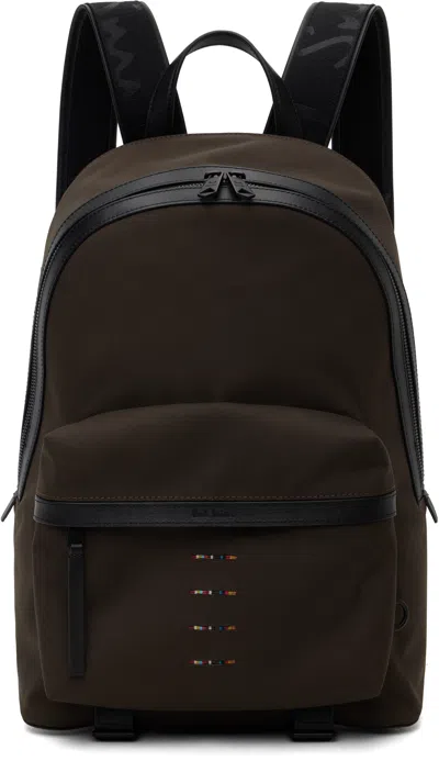 Paul Smith Khaki Cordura Laser 'signature Stripe' Backpack