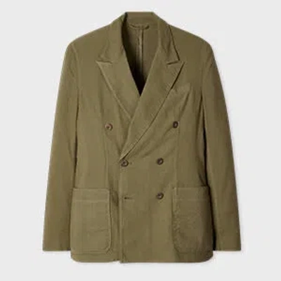 Paul Smith Khaki Green Cotton-linen Double-breasted Blazer
