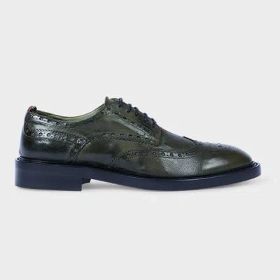 Paul Smith Dark Green Leather 'langley' Brogues Brown