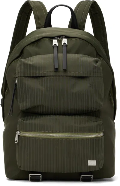 Paul Smith Khaki Laser Stripe Recycled Nylon Backpack In 36 Green