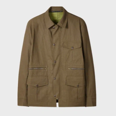 Paul Smith Khaki Linen Field Jacket Green In Brown