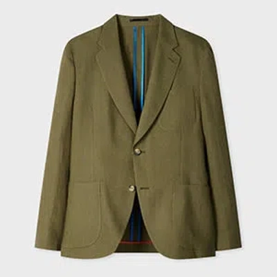 Paul Smith Khaki Linen Two-button Blazer Green