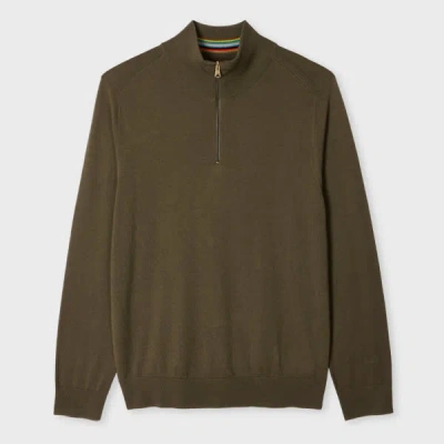 Paul Smith Khaki Merino Wool Half-zip Sweater Brown