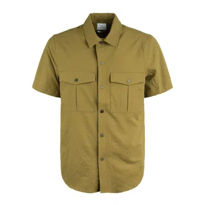 Paul Smith Khaki Recycled Polyester Bubble Seersucker Shirt In Green