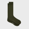 Paul Smith Khaki Ribbed Cotton Socks Brown In Green