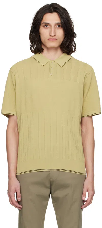 Paul Smith Khaki Striped Polo In 34 Greens