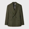 Paul Smith Khaki Textured Wool-lyocell Double-breasted Blazer Green In Green
