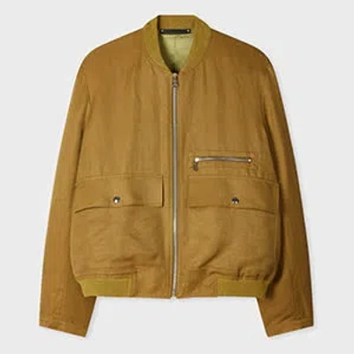 Paul Smith Khaki Viscose-linen Bomber Jacket Brown