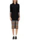 Paul Smith Ribbed Knit Dress With Button-down Front In Black