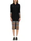 Paul Smith Ribbed Knit Dress With Button-down Front In Black