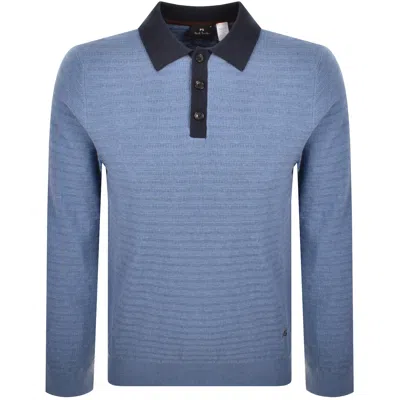 Paul Smith Knit Polo T Shirt Blue
