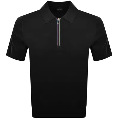 Paul Smith Knit Short Sleeve Zip Polo Black