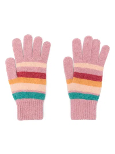 Paul Smith Knit Swirl Gloves In Pink