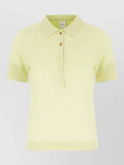 Paul Smith Knit Top Polo Collar Short Sleeves In Yellow