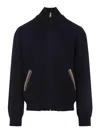 Paul Smith Knitted Bomber Jacket In Blue