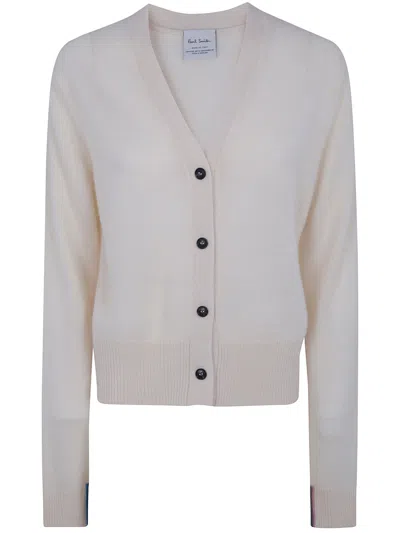 Paul Smith Knitted Cardigan Warm White In Multi