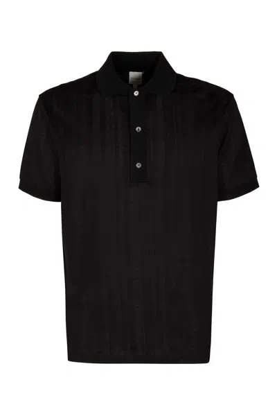 Paul Smith Knitted Cotton Polo Shirt In Black