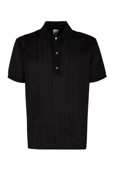 Paul Smith Knitted Cotton Polo Shirt In Black