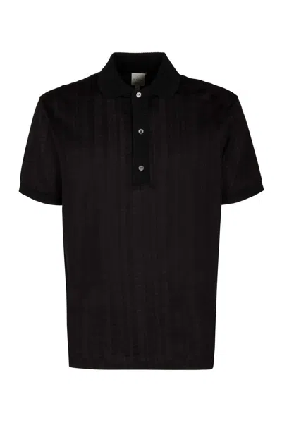 Paul Smith Knitted Cotton Polo Shirt In Black