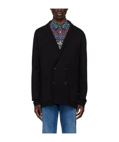 Paul Smith Knitted Double-breasted Blazer In Black