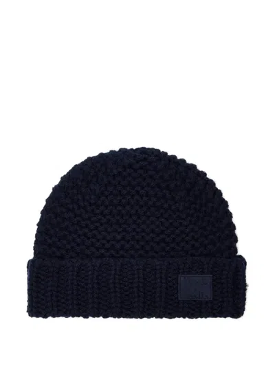 Paul Smith Navy Chunky Knit Wool Beanie Blue