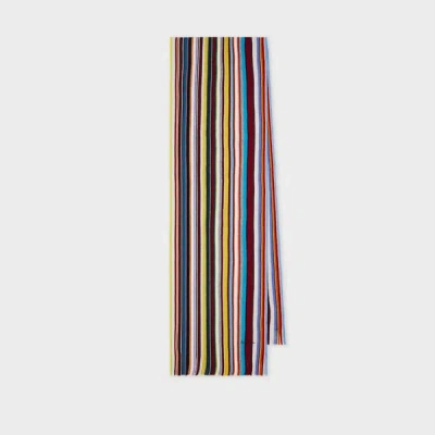 PAUL SMITH KNITTED MERINO WOOL 'SIGNATURE STRIPE' SCARF MULTICOLOUR
