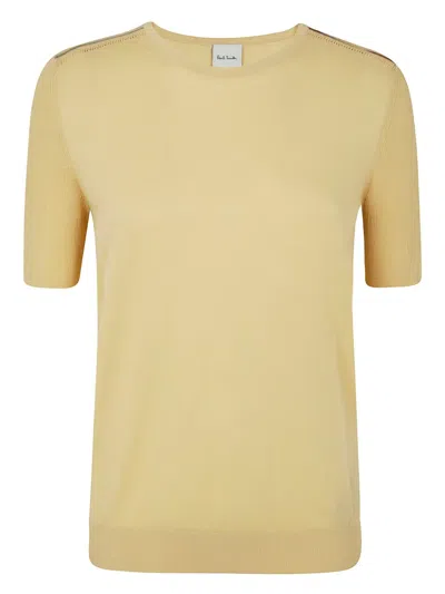 Paul Smith Womens Knitted Short Sleeves Top Crewneck In Yellow
