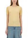 Paul Smith Womens Knitted Short Sleeves Top Crewneck In Yellow