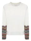 Paul Smith Women's Cream Merino Wool 'signature Stripe' Cuff Sweater White In White