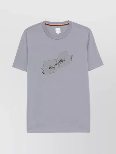 Paul Smith Label-print Crew Neck T-shirt In Blue
