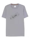 Paul Smith Label Print Crewneck T-shirt In Blue